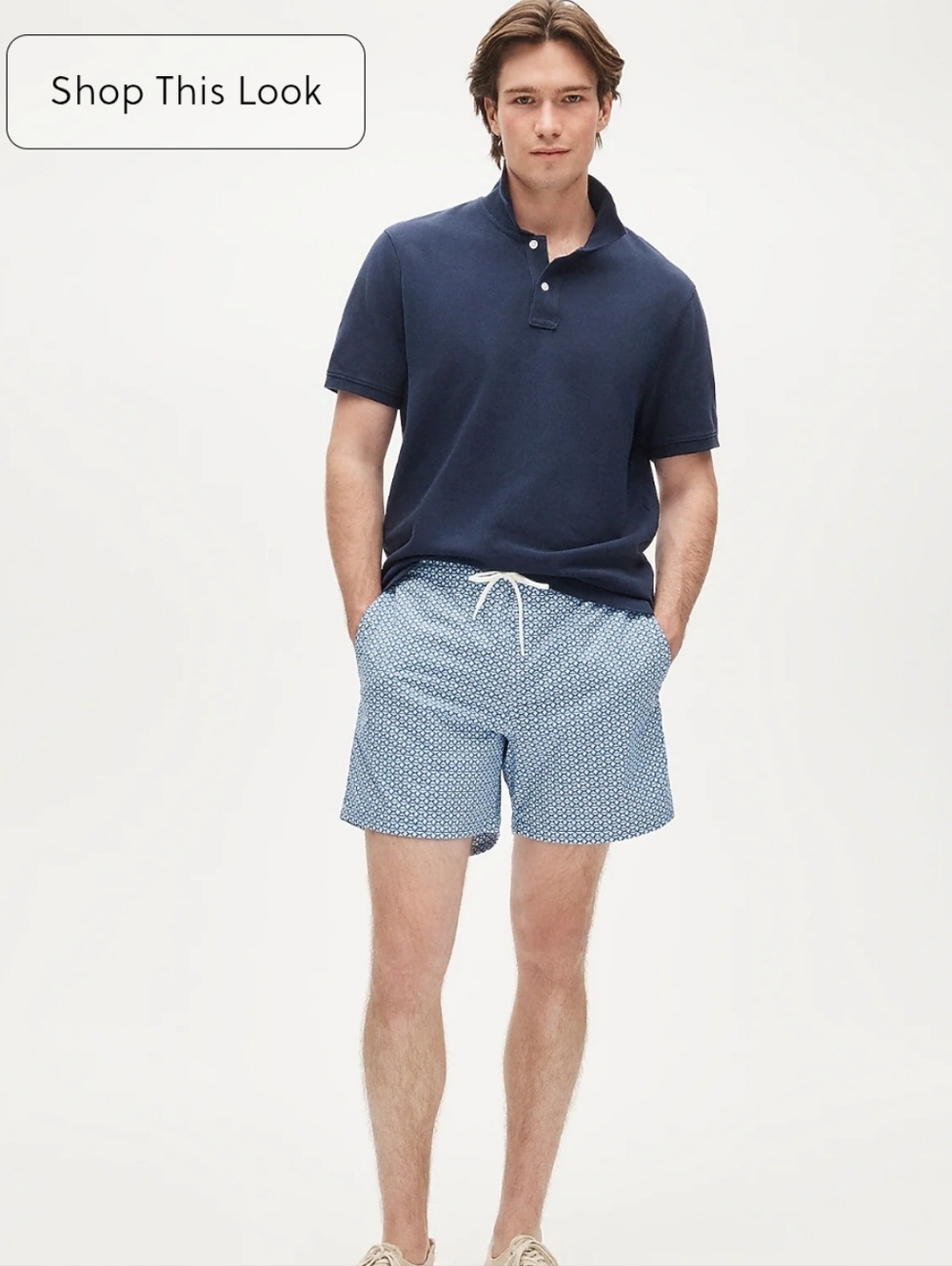 J. Crew Light Blue Patterned Swim Shorts